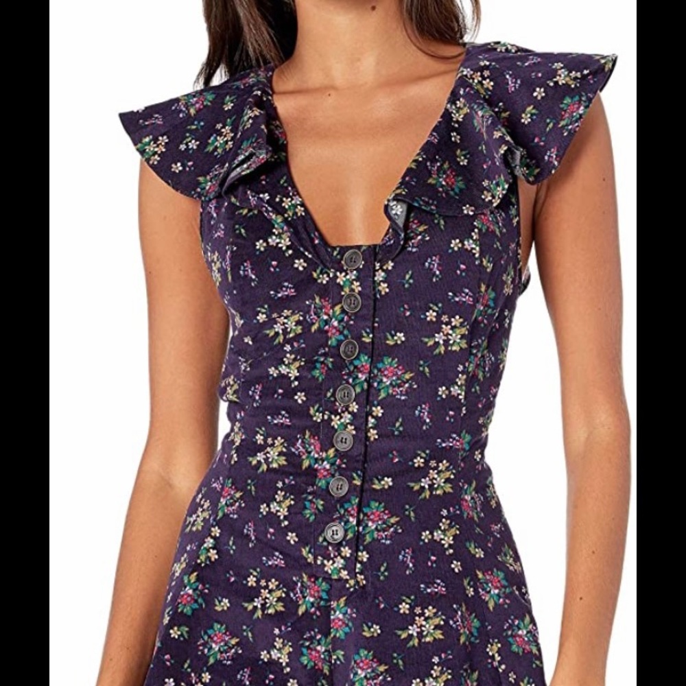 NWOT Free People size XS violet vision cord romper - Picture 9 of 9